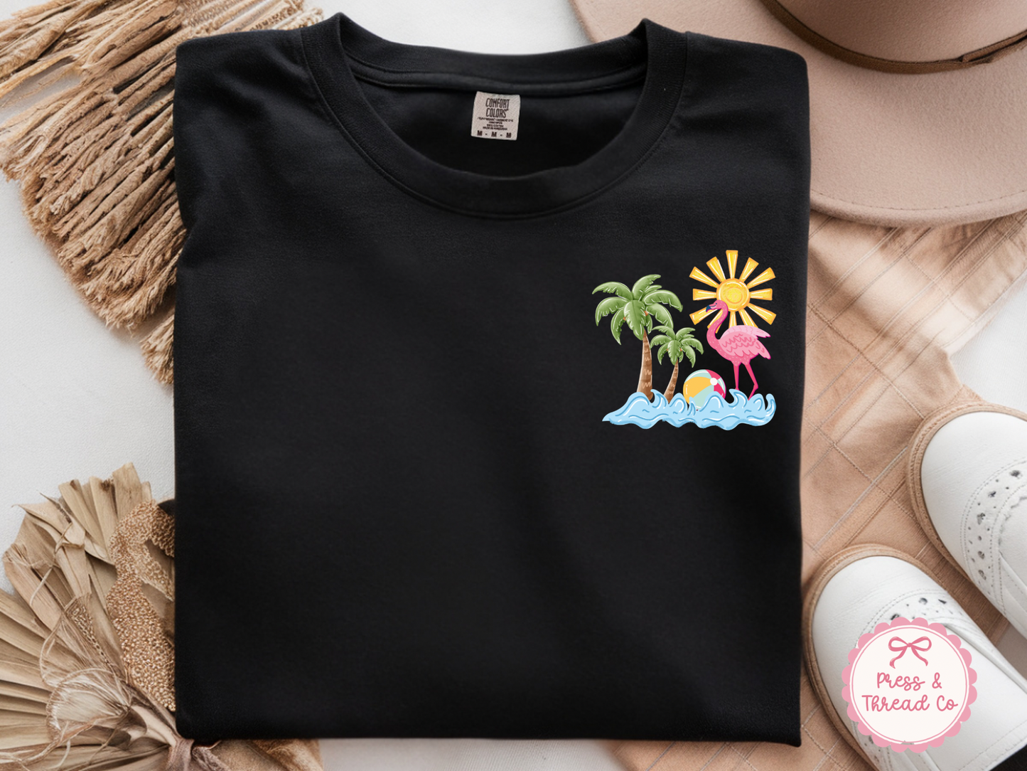 Sunshine State of Mind Shirt, Florida Vacation Tee, Flamingo Beach Shirt, Front and Back Graphic Tee, Comfort Colors Shirt