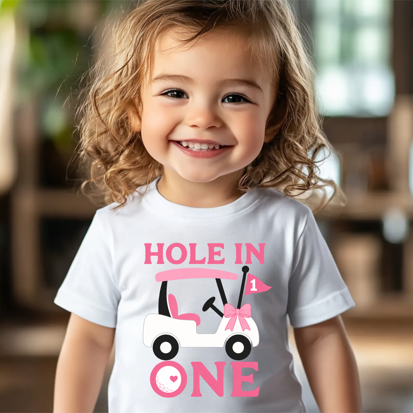 Hole In One Birthday Shirt Girl, Golf First Birthday Outfit, Pink Golf Cart Tee, Personalized 1st Birthday Shirt, Baby Girl Golf Theme